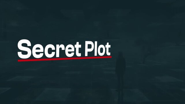 Secret Plot Unveiled: Mysterious text overlays a shadowy figure against an enigmatic background. This photo creates a sense of intrigue, secrecy, and hidden intentions.