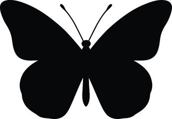 Black silhouette of a butterfly on a white background with no people, creepy crawly © Mubnsurgallery