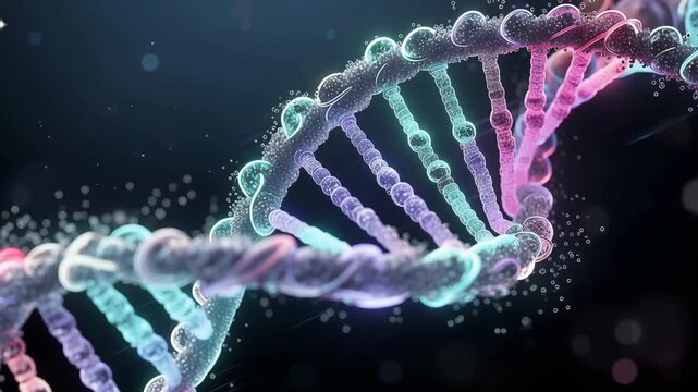 Vibrant double helix animation revealing the fascinating dance and secrets of life and DNA structure