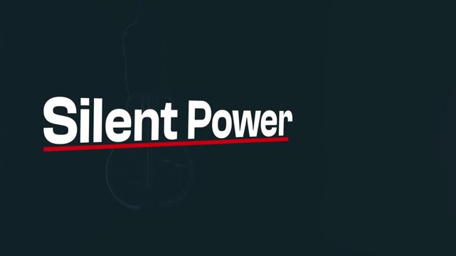 Silent Power: The title Silent Power is displayed in bold white lettering, underscored with a thin red line, against a stark, dark grey backdrop.