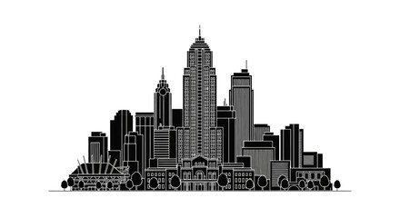 Fototapeta premium Indianapolis Skyline Silhouette ? Iconic Cityscape Vector Illustration