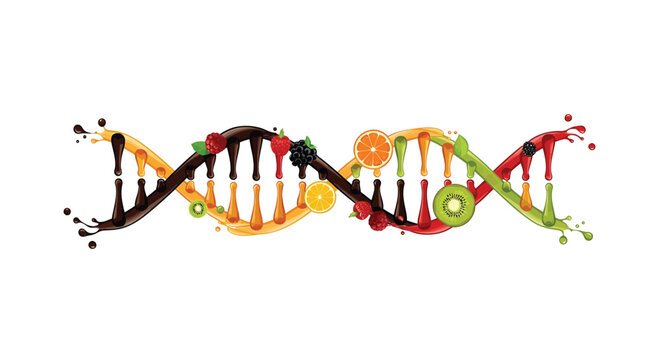 Colorful DNA double helix, genetic code, molecular structure, biotechnology concept, colorful illustration