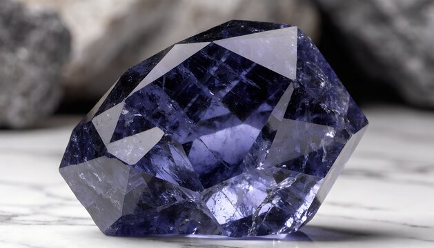 Macro photography of a raw tanzanite crystal