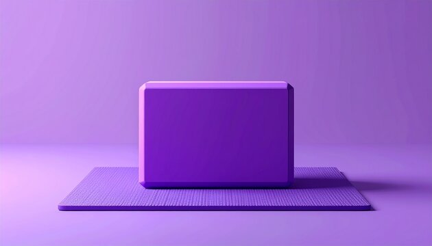 purple yoga block on reflective surface minimalist wellness concept