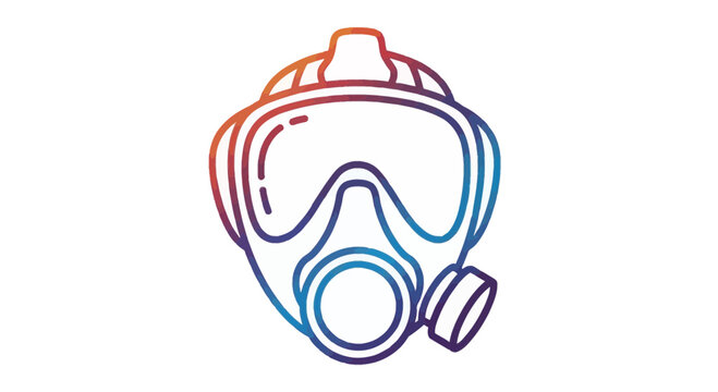 Full Face Gas Mask Respirator Icon, Safety Equipment, Protection Gear, Isolated Illustration