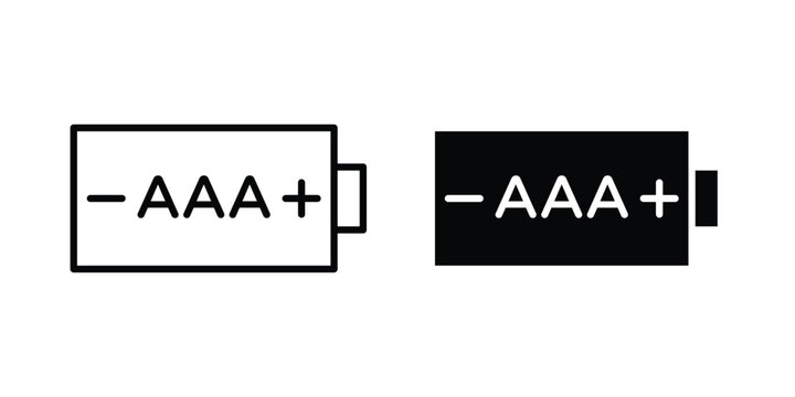 AAA battery icon Illustration vector set, glyph and line icons