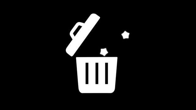 Animated trash can icon with paper thrown in on green screen background. Throwing rubbish in dustbin, Trash animation concept