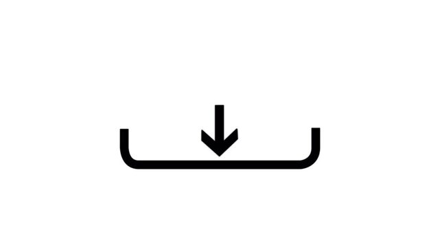 Downloading file icon loop animation. download arrow moving down animation on black background. file sharing animation concept