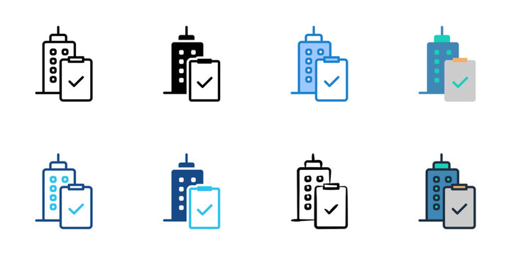 Building codes icons set multiple style collection. Editable stroke 
