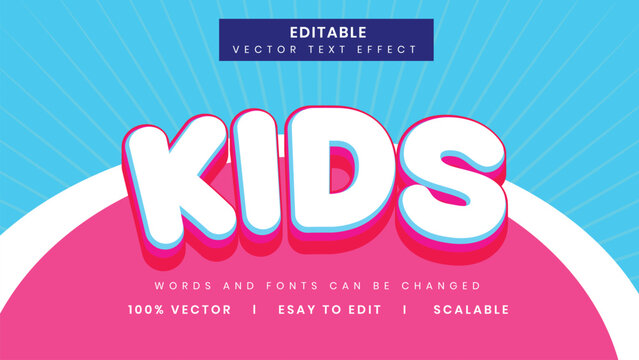 Kids Editable Vector Text Effect Design Bright Colorful 3D Style Typography Template for Posters
