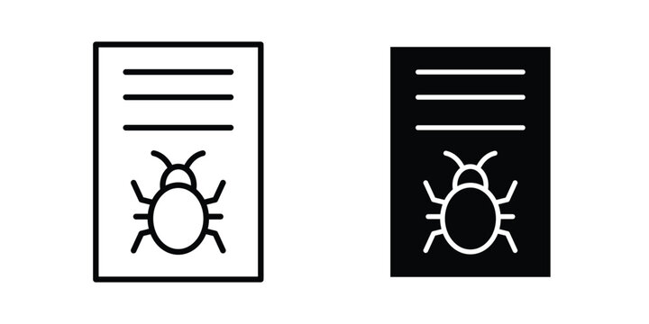 Bug report icon Illustration vector set, glyph and line icons