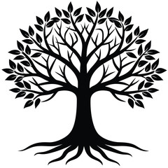 Obraz premium Illustration of a stylized tree with green leaves on white background