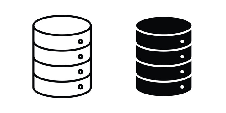 Cylinder database icon Illustration vector set, glyph and line icons