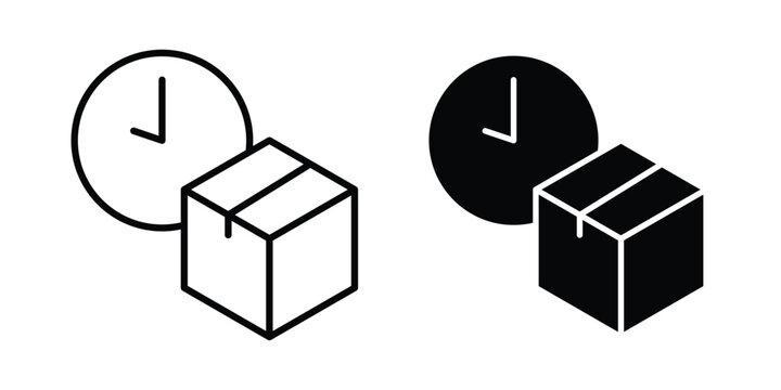 Delivery time icon Illustration vector set, glyph and line icons