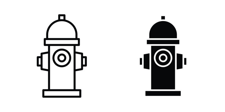 Fire hydrant icon Illustration vector set, glyph and line icons