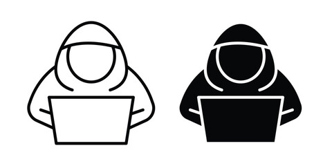 Hacker icon Illustration vector set, glyph and line icons © nancy