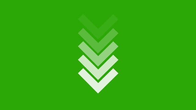 Down arrow animation on green background. direction arrow icon motion. arrow isolated. swipe Down 4k green background icon animation