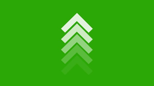 Up arrow animation on green background. direction arrow icon motion. Up arrow isolated. swipe up pointing video footage-4k green background icon animation