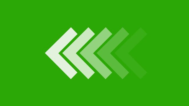 Left arrow animation on green background. direction arrow icon motion. arrow isolated. swipe Left pointing on 4k green background icon animation