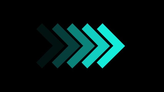wright arrow animation on black background. direction arrow icon motion. arrow isolated. 4k black background icon animation