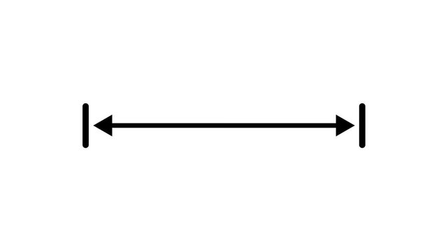 Double side arrow icon animation. left and right side arrow measurement motion graphics. 4k black background icon animation