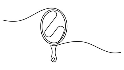 Obraz premium Continuous one line drawing of a hand mirror isolated on white background