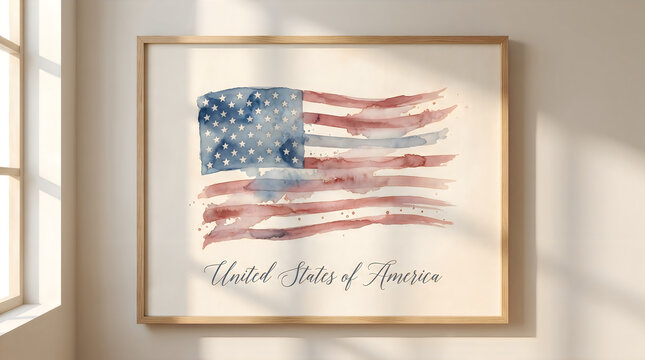 american flag painting watercolor illustration of florida