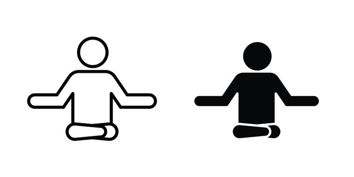Meditating icon Illustration vector set, glyph and line icons