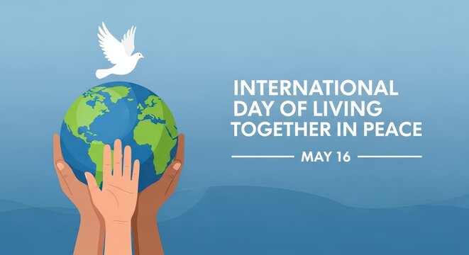 International day of living together in peace with earth and dove