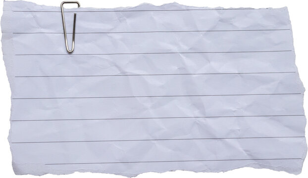 Note paper with clip isolated on white background
