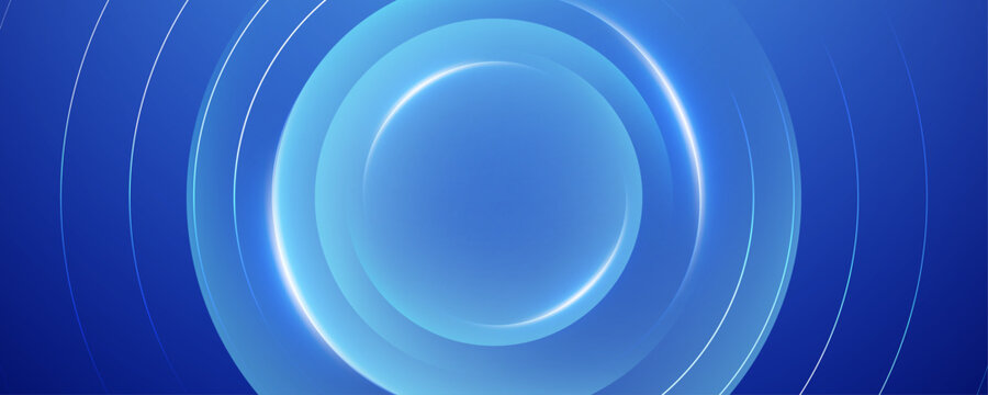 Abstract blue background with glowing concentric light circles