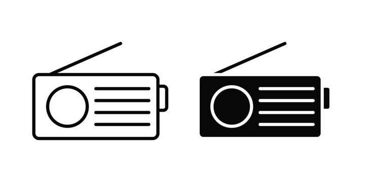 Radio icon Illustration vector set, glyph and line icons