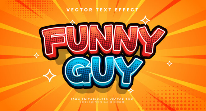 Funny guy editable text style effect. Vector text effect with a fun cartoon comic style.