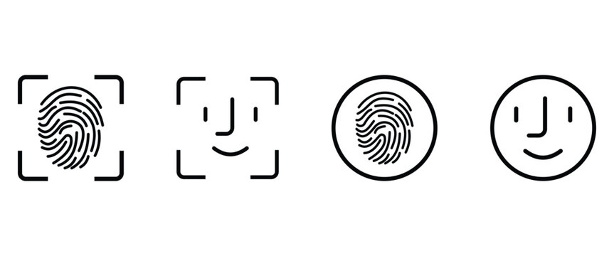 Biometric Authentication Mobile Icon &ndash; Touch ID and Face ID Security Vector, Editable Isolated Smartphone Illustration