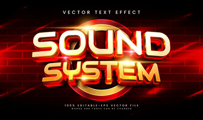 Obraz premium Sound system editable vector text effect with red light concept. Suitable for music event.