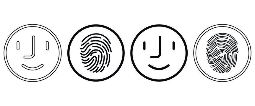 Biometric Authentication Mobile Icon &ndash; Touch ID and Face ID Security Vector, Editable Isolated Smartphone Illustration