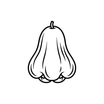Black and White Rose Apple Outline
