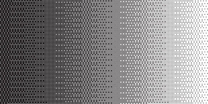 Black dot halftone gradient fading from dark to light across white background