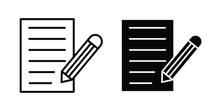 Write icon Illustration vector set, glyph and line icons