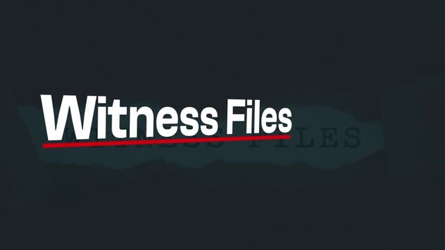 Witness Files: A close-up of the words Witness Files with a red underline, creating a sense of urgency and importance, against a dark, textured background.