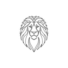 Obraz premium Minimalist line art illustration of a powerful lion head with a majestic mane