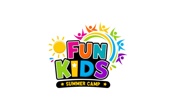 Illustration vector graphic of fun kids summer camp logo design template
