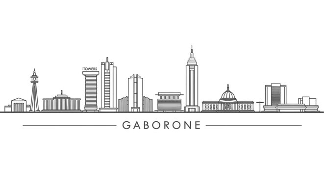 Gaborone Skyline - Modern Cityscape Outline