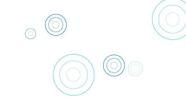 Minimal blue circle targets on white background with clean geometric rings, open copy space, modern layout. for business videos, infographic screens, app promos, presentation titles, and overlays.
