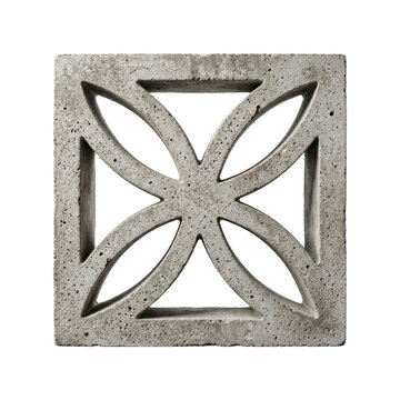 Concrete geometric breeze block isolated. Architectural material mockup.