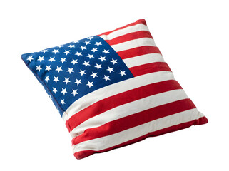 Fototapeta premium American Flag Pillow isolated on black background with copy space