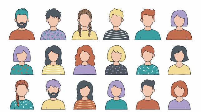 Set of diverse flat design vector avatars for user profiles and social media