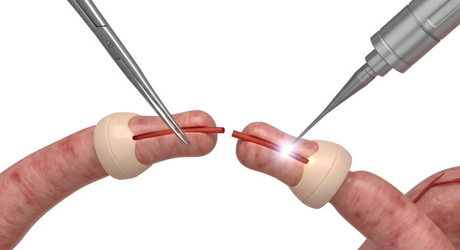 Microsurgical Vasectomy Reversal Procedure Reconnecting Vas Deferens With Laser and Forceps in Urology

