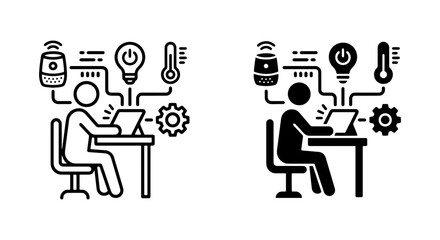 two person working on laptop with connected devices and gadgets © Kamal