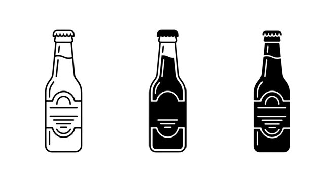 vector beer bottles on white background
